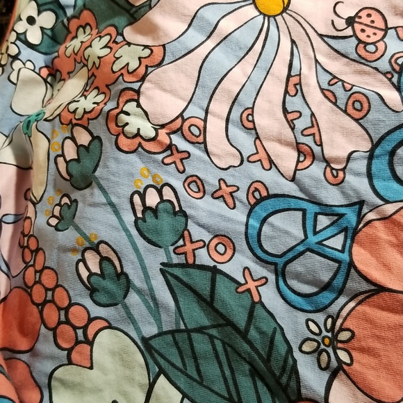 PEACE LOVE ADDIDAS ALL COTTON SOFT MOD FLORAL PRINT T SHIRT SIZE 16 XL TOP - Picture 6 of 8